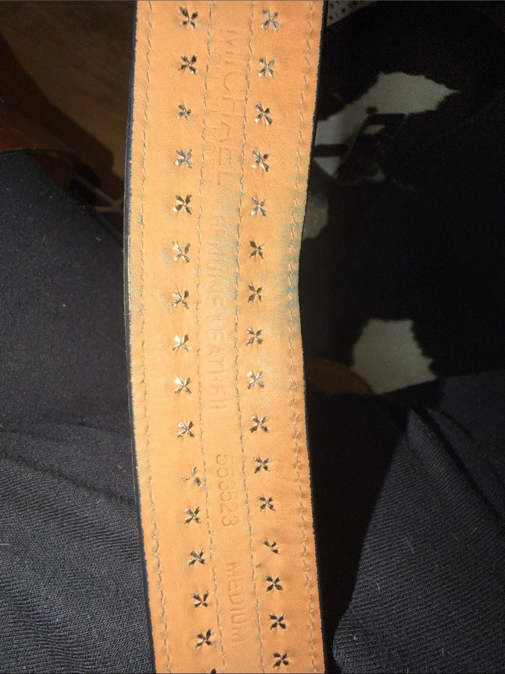 Michael Kors Black Leather Silver Studded Belt, size medium